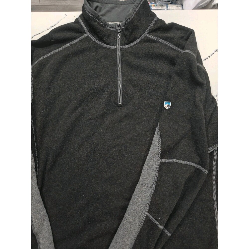 Kuhl Sweater Mens 2XL Black RevelQuarter Zip Fleece Pullover Long Sleeve Logo